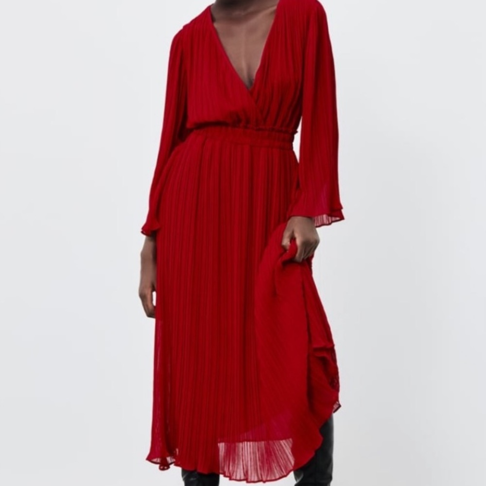 Zara PLEATED MIDI DRESS